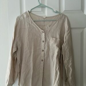 Elegant Beige Button-Down Women's Shirt